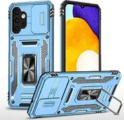 Phone Protection 2-in-1 Compatible with Samsung Galaxy A13 5G/4G/A04S Case with Slide Camera Cover, Rugged Full-Body Protection, Metal Ring Kickstand Military Grade Shockproof Protective Case phone ac