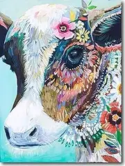 LoveTheFamily Colored Bull Head Paint by Numbers Kits DIY Digital Painting Coloring On Canvas Oil Painting by Yourself Handmade (Frameless, 40x50cm)