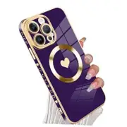 Magnetic for [Compatible with Magsafe] Cute Love iPhone 14 Pro Max Case purple