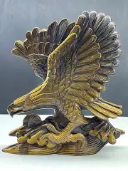 1PC natural tiger's-eye quartz crystal handmade eagle skull healing gift