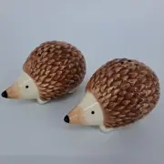 Hedgehogs Salt Pepper Shakers Ceramic Brown White Kitchen Dinning Wildlife