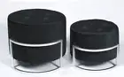 Premium OTM-L2-VELVET BU Stools/ Black footstools -2pieces with Silver frame
