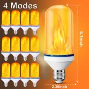 Led Flame Effect Light Bulb 4-Modes Flame Lights Bulbs E27 Base Fire, 1-12 Pack