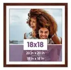 18x18 Frame Walnut With White Picture Mat For 18x18 Photo - Walnut 20x20 Frame T