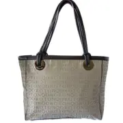 OROTON Large Tote Stencil Shoulder Handbag Chocolate Taupe Jacquard NWT Dustbag