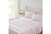 Laura Ashley Brampton Stripe Flannelette Sheet Set Blush Pink