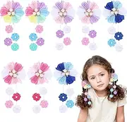 [obeoby] 8PCS Hair Bows for Girls, Flower Hair Accessories Ribbon Bows With Alligator Clips for Birthday Back to School Gift, 4 Colors
