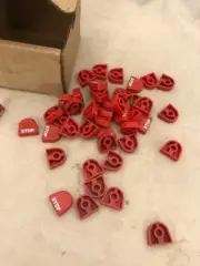 Red STOP button, plastic, 40 buttons - upcycle, repurpose, craft project