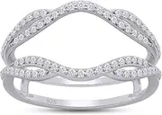 [SAVEARTH DIAMONDS] 2/5 ct t.w Round Cut Lab Created Moissanite Diamond Double Infinity Wedding Ring Guard Enhancer For Women In 14K Gold Over Sterling Silver(D Color, VVS1 Clarity 0.40Cttw)