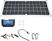 10W Solar Panel Charger Kit Monocrystalline Silicon High Efficiency Portable Solar Charging Board with 60A Controller Dual USB Ports for RVs Boats Outdoor Camping