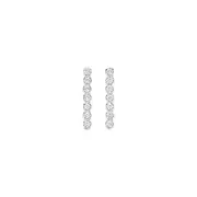 Silver Cz 7-stone Chain Drop Stud Earrings in Clear