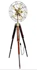 Hollywood 5 Holders Fan Light with Wooden Tripod Stand Antique Design Home Decor