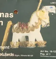 Rare! LeeWards CHRISTMAS UNICORN Flocked Vtg Sequin Bead Pinning Ornament Kit