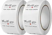 Haobase 1000 Pcs/2 Rolls Thank You Stickers, 2.5 cm/1 inch Round Paper Self-Adhesive Label Stickers (C17)