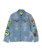 embroidered patch denim jacket 14Y Blue