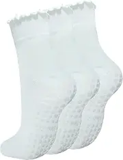 [Ao Yee ZGL] Slouch Yoga Socks,Pilates Women Socks with Non Slip Grippers for Barefoot Ballet Fitness Rehab Hospitals 3 Pairs