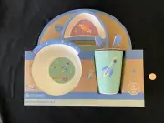 New Children's Mealtime Set of 5 Monbebe Bamboo Outer Space Theme 5 Pieces