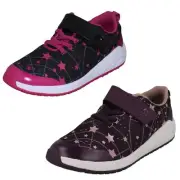 Girls Clarks 'Aeon Late' Hook & Loop Strap Casual Sports Trainers