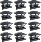 12 Pack Black Outdoor Garden 6 X 6 Solar SMD LED Post Deck Cap Square Fence Ligh