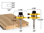 3/4" 2 Bit Tongue and Groove Router Bit Set - 1/4" Shank - Yonico 15221q