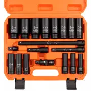 18Pc Deep Impact Socket Set Imperial / SAE Extension Flexible Adaptor 1/2" Drive