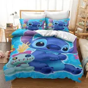 v1813 Bed Sheets Lilo Stitch Bedding Set Children Duvet Covers Pillowcases Cartoon Single Double Twin Full Queen King Size Boy Girl Gift 3-Piece Beddi