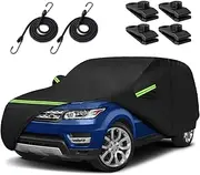 Car Covers for 2013-2025 Land Rover Range Rover Sport, Waterproof All Weather Rain Sun UV Protection Heavy Duty Full Car Cover with Zipper Door & Windproof Straps for Range Rover Sport-Black