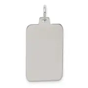 Sterling Silver Rhod.-Plated Eng. Rect. Polish Front/Back Disc Charm
