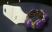 Jaclyn Smith Fashion Jewelry Bracelet Purple & Gold Adjustable Fit- NEW