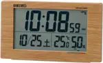 【日本代購】SEIKO 精工時鐘鬧鐘電波數碼日曆舒適度溫度濕度顯示淺茶色木紋SQ784A SEIKO