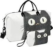 [ZRYSMY] Duffel Bag for Traveling, Funny Cat Black White Travel Bag Gym Bag, with Multiple Interior Pockets Shoulder Weekender Bag for Women Men with Toiletry Bag 20.5L x 1.9W x 13.8H, Multi-Colored
