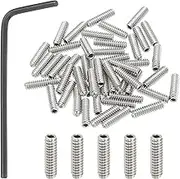 uxcell #6-32x1/2 Internal Hex Socket Set Grub Screws, 50 Pcs 304 Stainless Steel Cup Point Set Screw with Hex Key Wrench for Door Handles Bathroom Fixtures