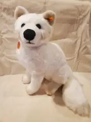 STEIFF Polar Fox 501401 Plush Polarfuchs All Tags 40cm White Arctic Fox Sitting
