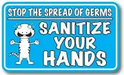 Sanitize Wash Hands Anti Germ Virus Transmission Safety Decal Sticker