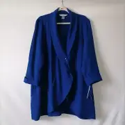 NWT Peter Nygard Women's Blue Long Sleeve Open Front Blazer Jacket Size X-Large