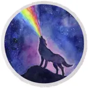 WOLF NIGHT HOWL RAINBOW STARRY Pendant On 20" 925 Sterling Silver Necklace LGBT