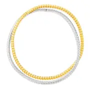 Sterling Silver And Gold Plated Two Tone Rounded Ribbed Double 68mm Bangle