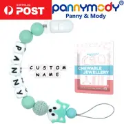 Personalised Dummy Clip FoxHead Soother Chain Binky Holder Name Shower Gift