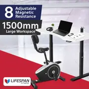 Lifespan Fitness Cyclestation3 Exercise Bike with ErgoDesk Automatic Standing Desk 1500mm in White