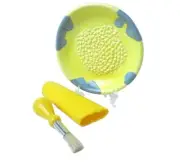 Garlic Grater Plate Zester With Brush and Peeler Yellow Bon Cera Stone Ware NEW
