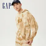 GAP 男女同款 LOGO紮染柔軟帽T-卡其紮染(836994)