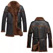 NEW MEN's RAF BOMBER REAL LEATHER ARMY JACKET SHEEPSKIN SHEARLING FUR STYLE COAT
