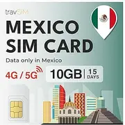 travSIM SIM Card for Mexico | 15 Days - 10GB Data SIM | 5G/4G High Speed Data | Unlimited Internet Access for Google, Facebook, Whatsapp, Instagram and More