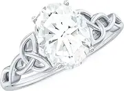 [Rosec Jewels] Moissanite Solitaire Engagement Ring, 7X9 MM Oval, D-VS1 Quality, 14K White Gold Plated Silver Celtic Knot Ring for Women, Gifts For You, Ring Size - 5,6,7,8,9