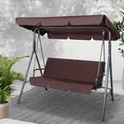 Outdoor Swing Chair Garden Bench Furniture Canopy 3 Seater Brown Patio Rel 3S-BR