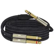 6.6Ft 1/4 Inch TRS Male to Dual 1/4 Inch Male TS Y Splitter Insert Cable