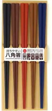 5 Pairs Asian Japanese Style Chopsticks Octagon Sticks Made in Japan - US Seller