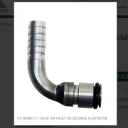 1/4 BARB TO DOLE 3/8 INLET 90 DEGREE ELBOW SS # 771000306