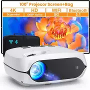 5G WiFi Bluetooth Native 1080P Portable Projector-12000 Lumens 4K Support, 300"