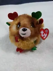 TY Puffies - FUDGE the Christmas Reindeer (4 inch) - MWMTs Stuffed Animal Toy